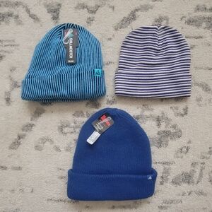 Quiksilver Blue and White Kids Beanie Trio